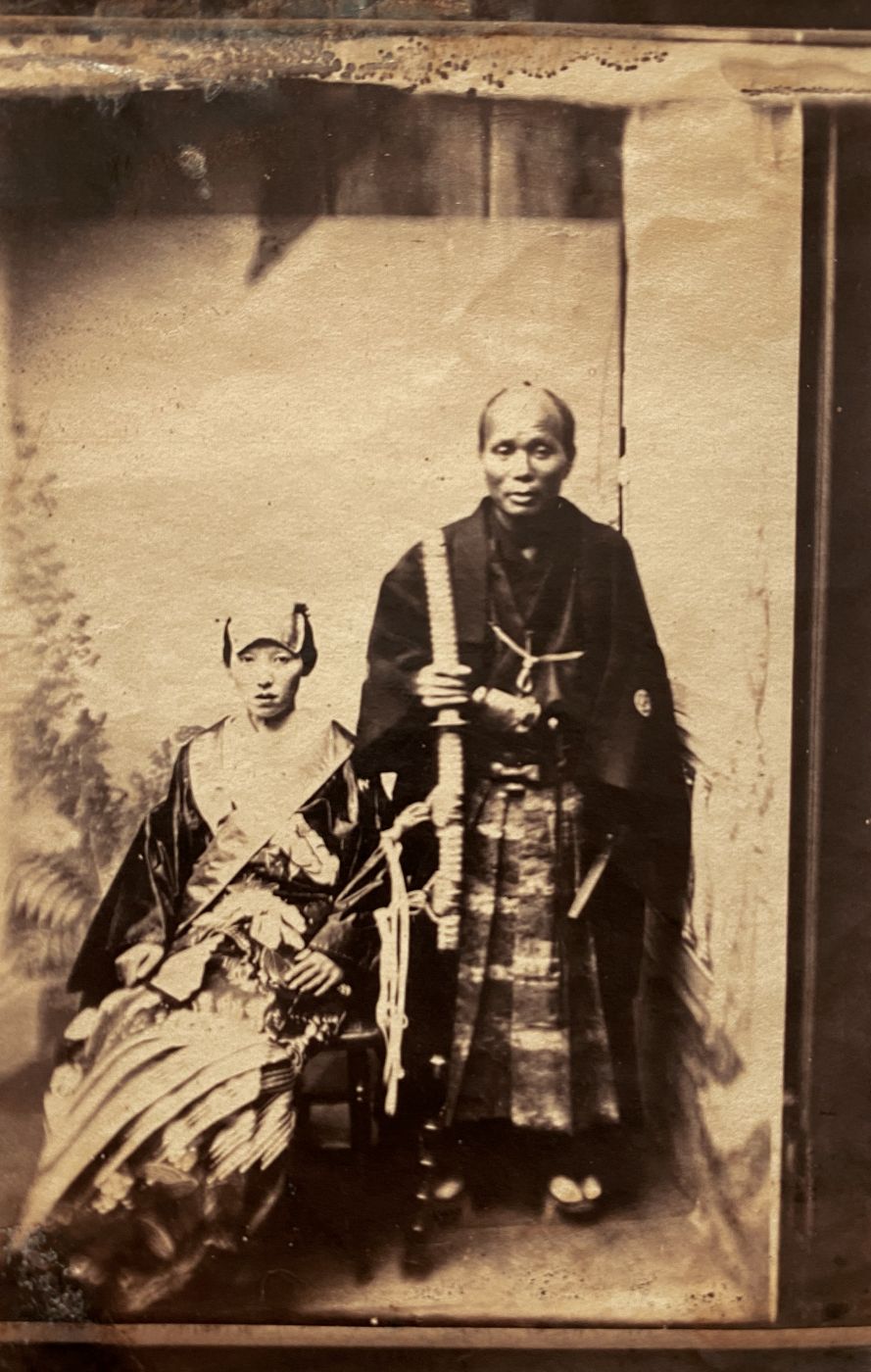 Anonymous, “Samurai with onnagata actor or a Kagema male prostitute”, 1868 ca.